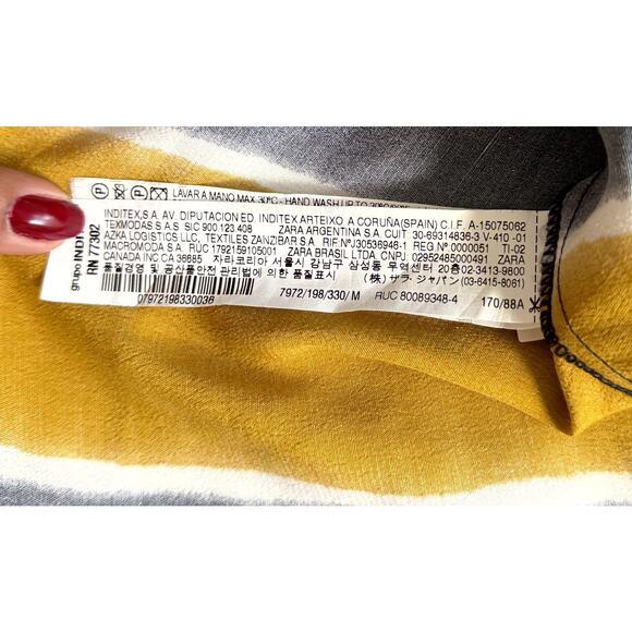 Zara Navy Blue and Mustard Stripes Off The Shoulder Top XS - Picture 7 of 7